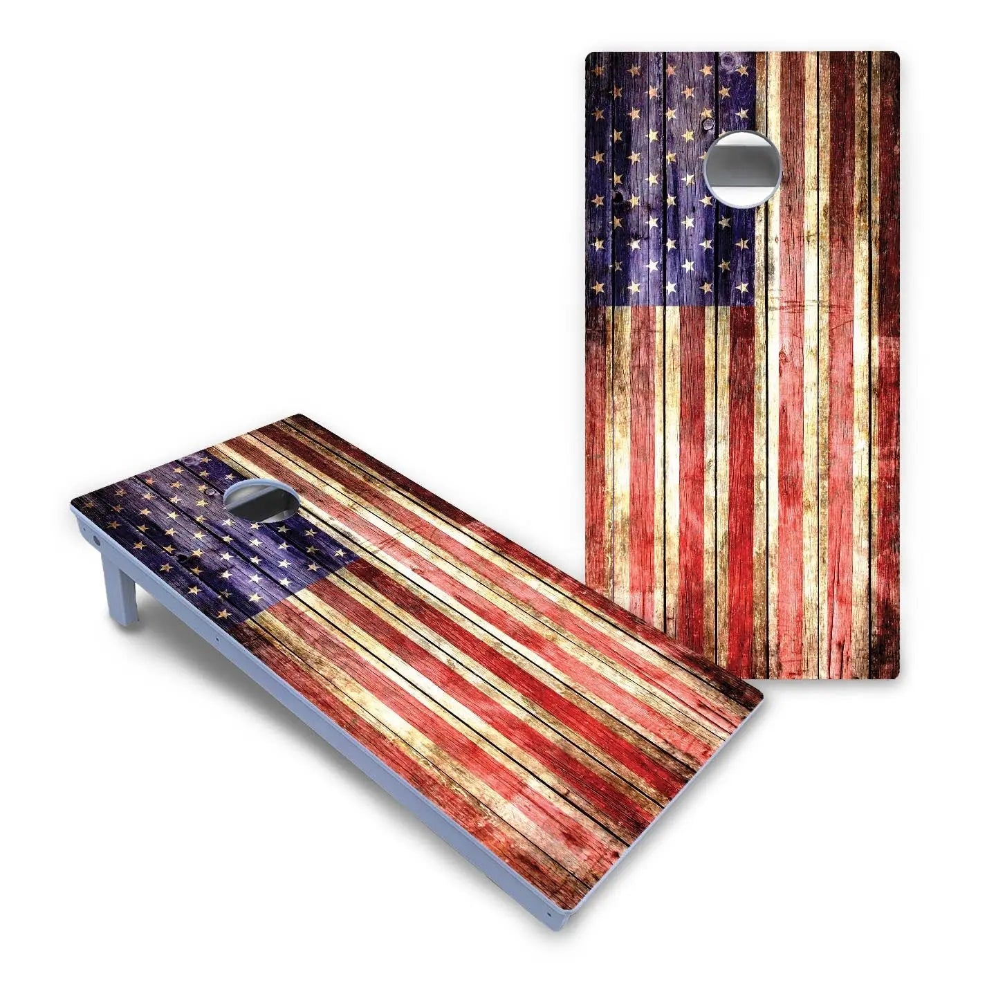 Rustic Wood Flag Cornhole Boards - All Weather Series by Cornhole Solutions, custom cornhole board detail photo 2