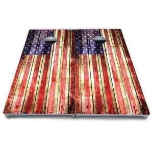 Rustic Wood Flag Cornhole Boards - All Weather Series by Cornhole Solutions, custom cornhole board detail photo 4