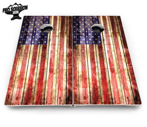 Rustic Wood Flag Cornhole Boards - Pro Solution Elite Series by Cornhole Solutions, custom cornhole board detail photo 4