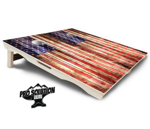 Rustic Wood Flag Cornhole Boards - Pro Solution Elite Series by Cornhole Solutions, custom cornhole board detail photo 5