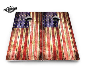 Rustic Wood Flag Cornhole Boards - Pro Solution Lite Series Cornhole Solutions