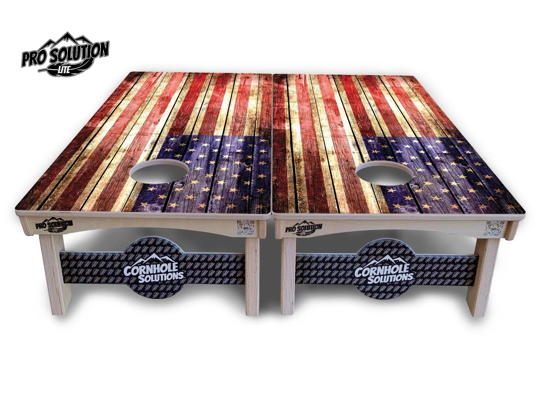 Rustic Wood Flag Cornhole Boards - Pro Solution Lite Series Cornhole Solutions