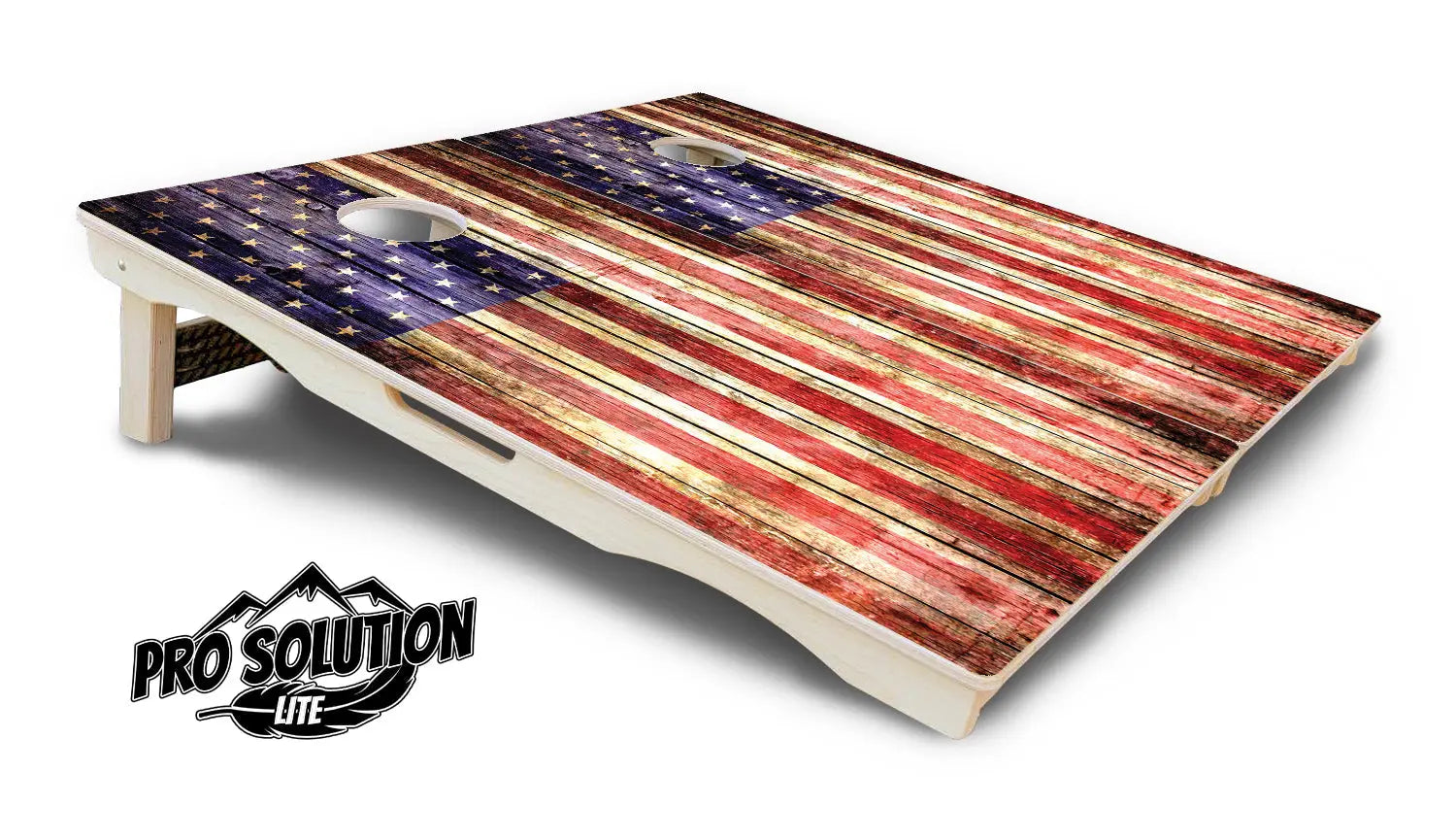 Rustic Wood Flag Cornhole Boards - Pro Solution Lite Series Cornhole Solutions