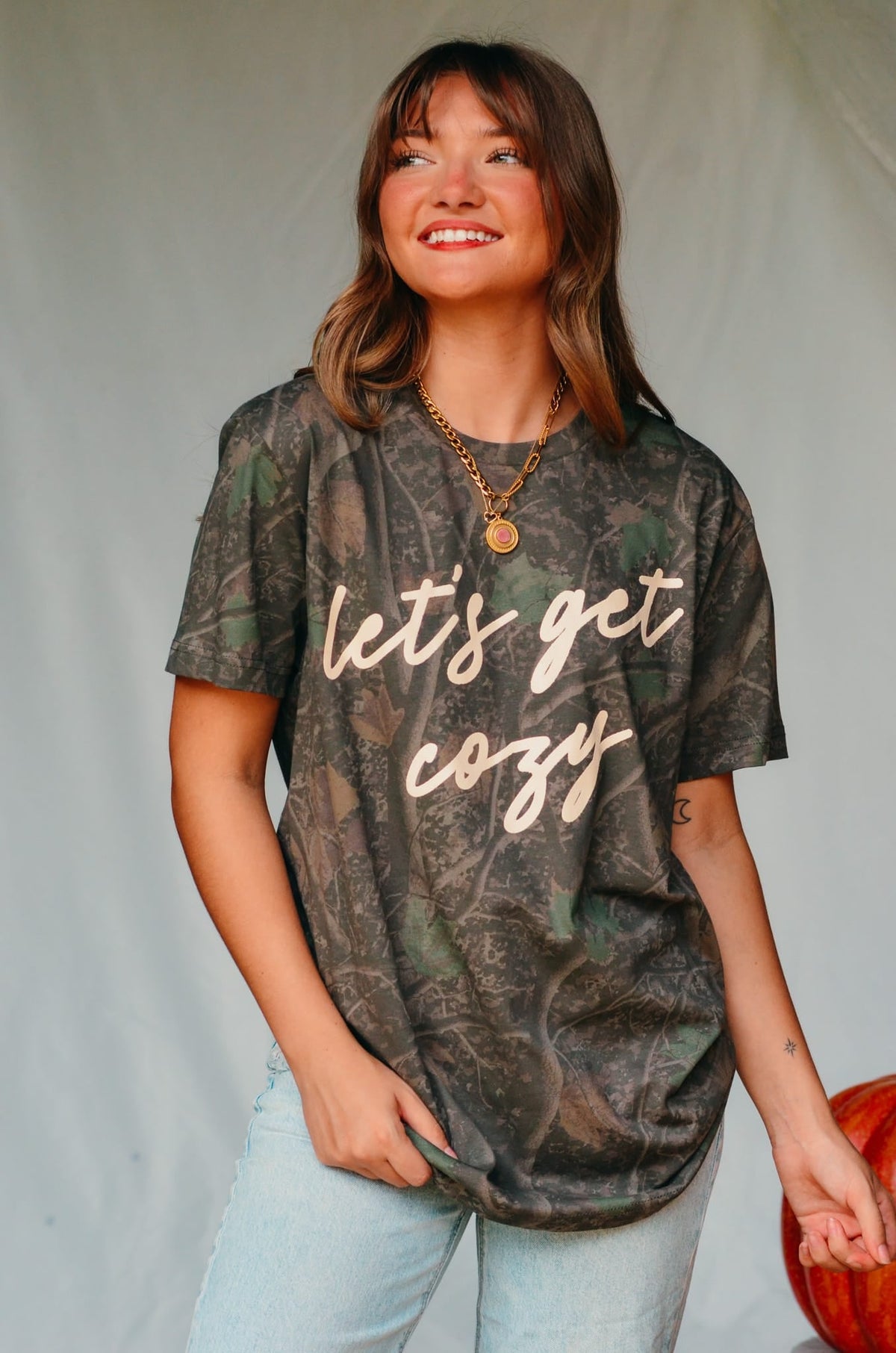 Let’s Get Cozy Dark Camo Shortsleeve by Southern Bliss Company, product photo 1