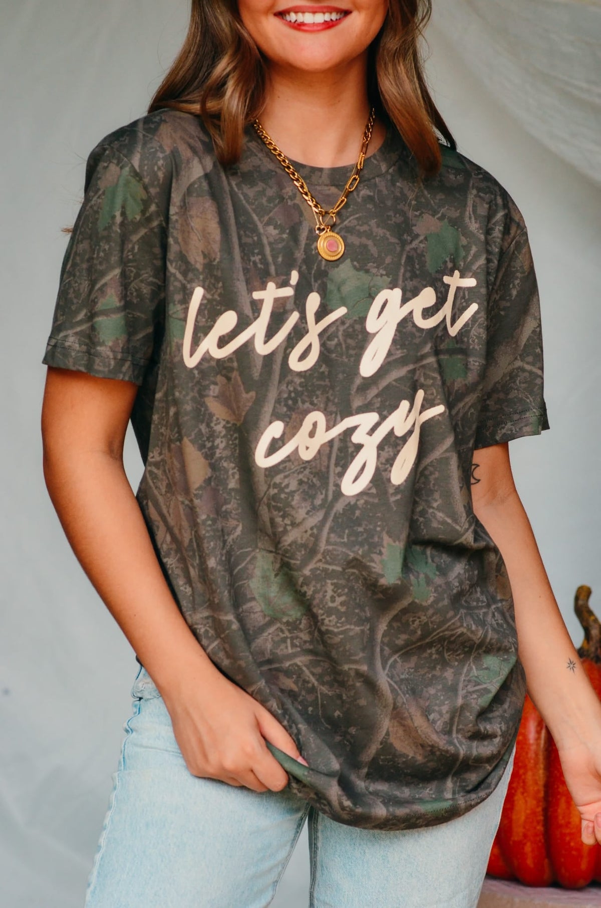 Let’s Get Cozy Dark Camo Shortsleeve by Southern Bliss Company, product photo 2