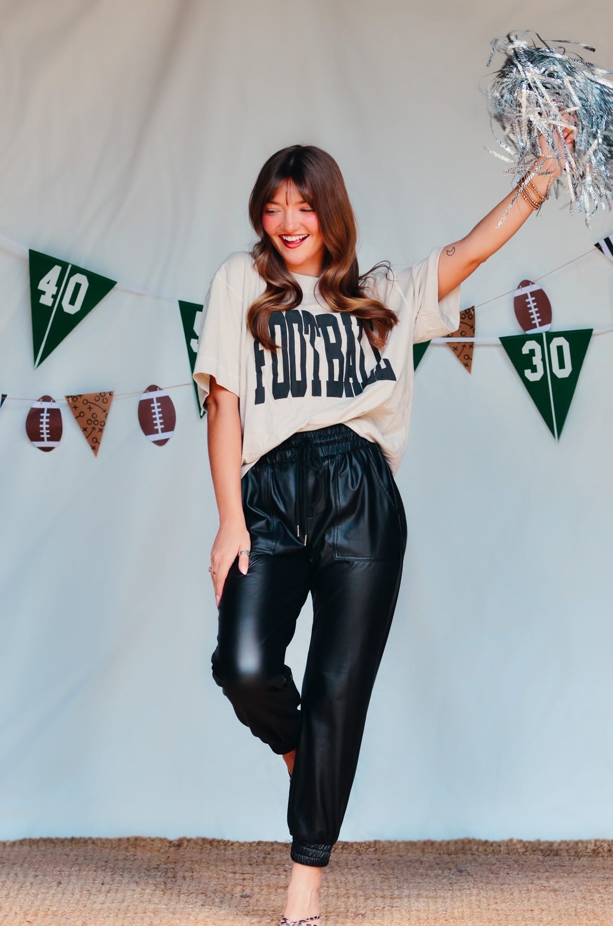 Football Oatmeal Vintage Boxy Tee by Southern Bliss Company