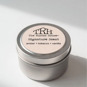 Signature Scent Travel Tin by The Rustic House, scented candle detail photo 2
