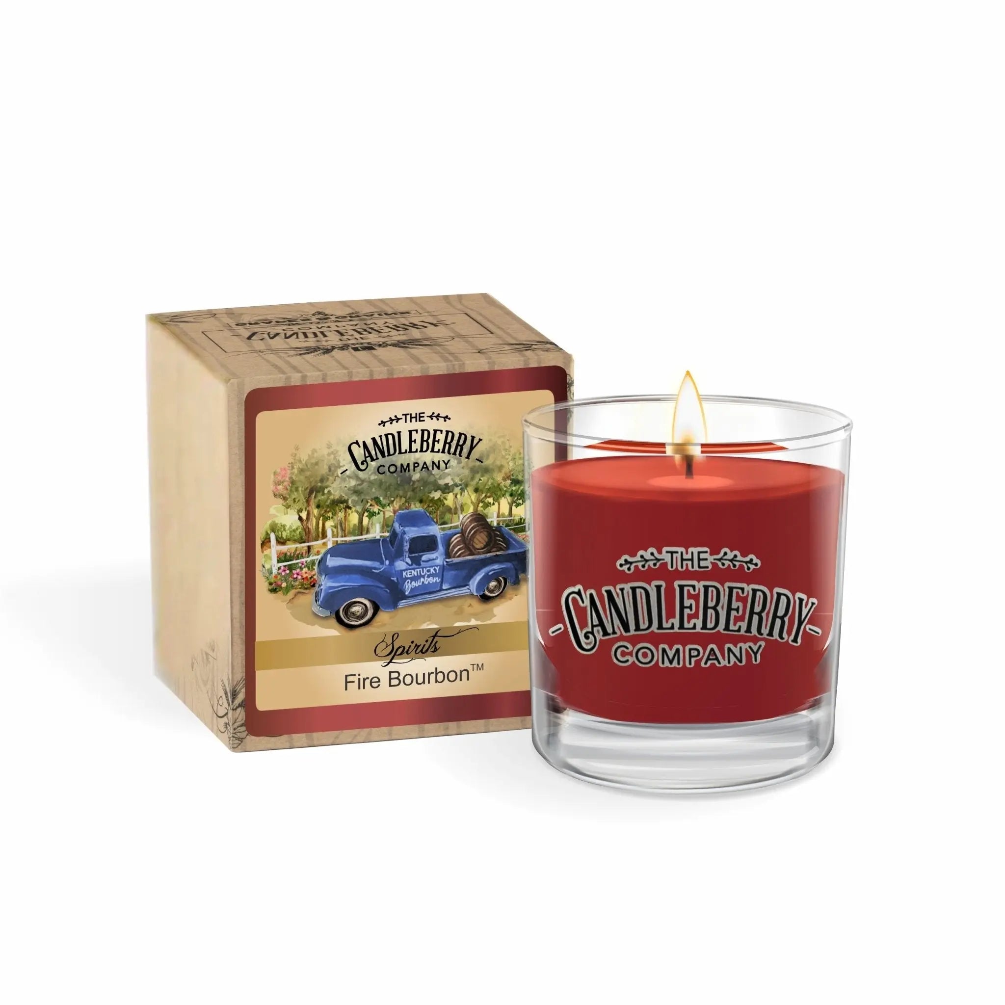 SPIRITS - Fire Bourbon™, Rocks Glass Candle (Collective) by The Candleberry® Candle Company, scented candle main product photo