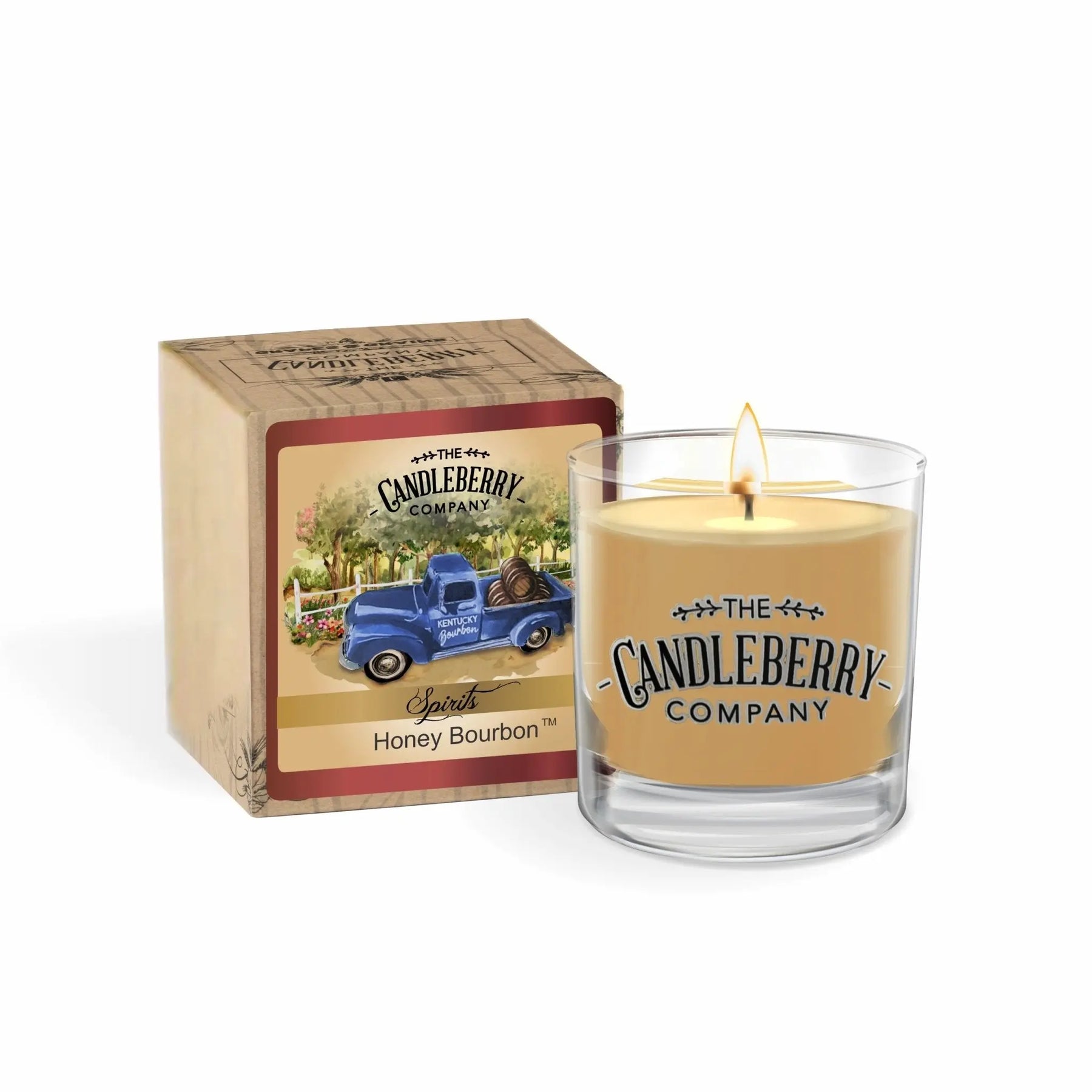 SPIRITS - Honey Bourbon™, Rocks Glass Candle (Collective) by The Candleberry® Candle Company, Southern food gift main product photo