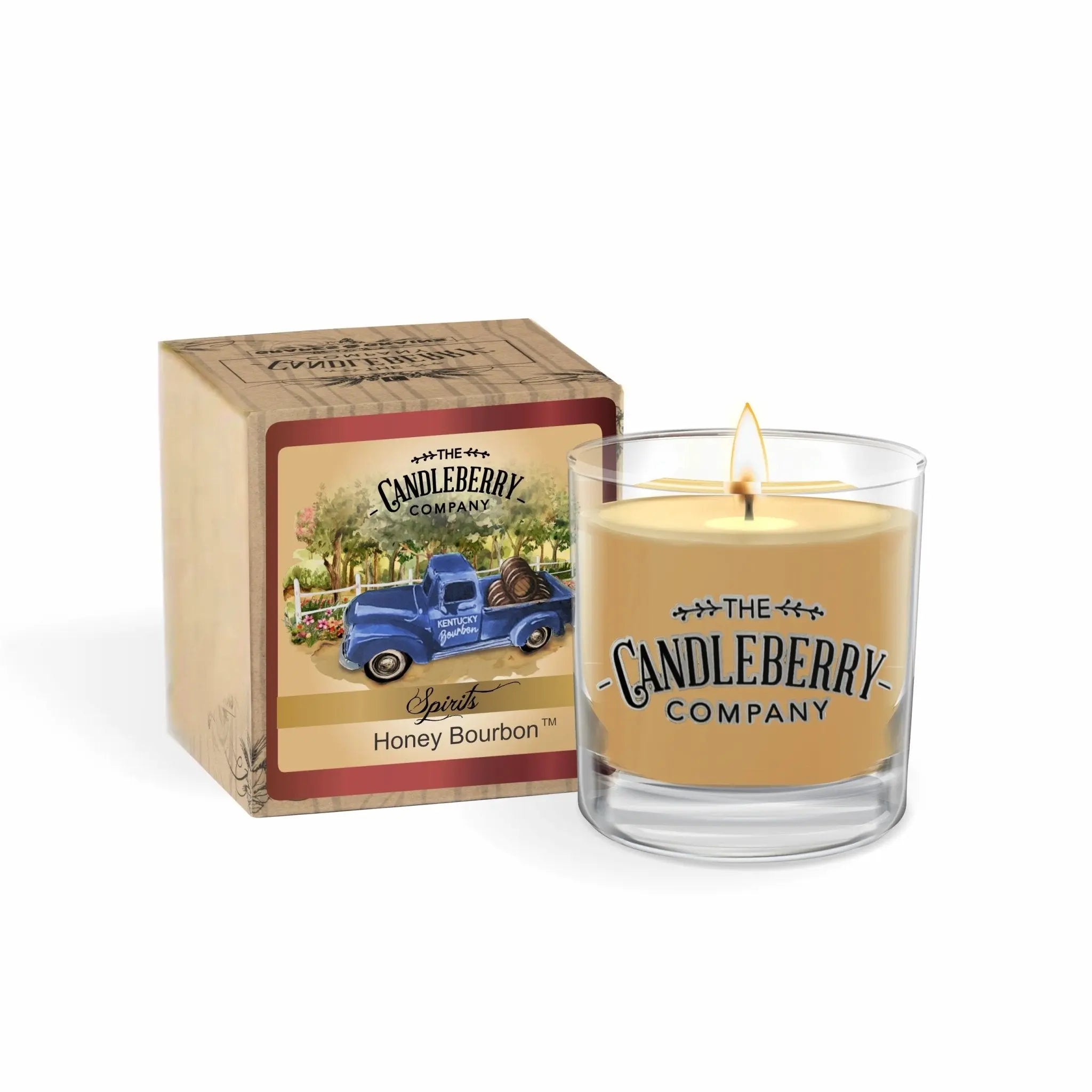 SPIRITS - Honey Bourbon™, Rocks Glass Candle (Collective) by The Candleberry® Candle Company, Southern food gift main product photo