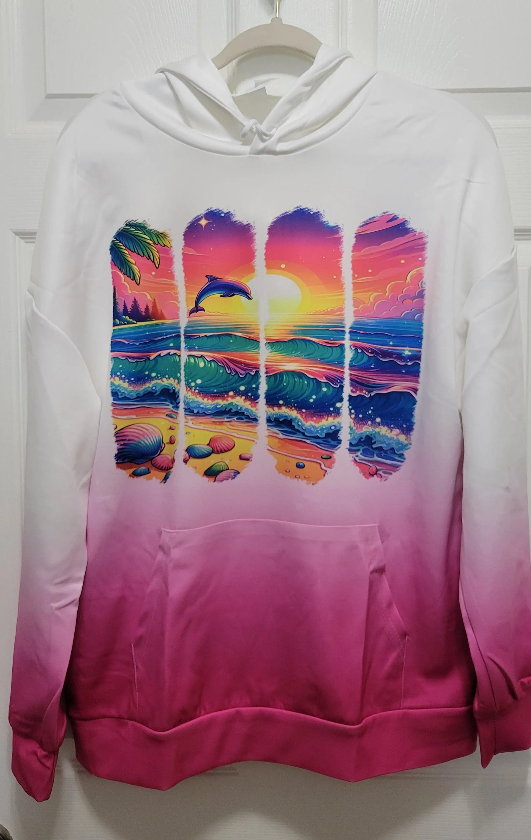 SUNSET DOLPHIN PINK HOODIE Two Beachin' Sisters