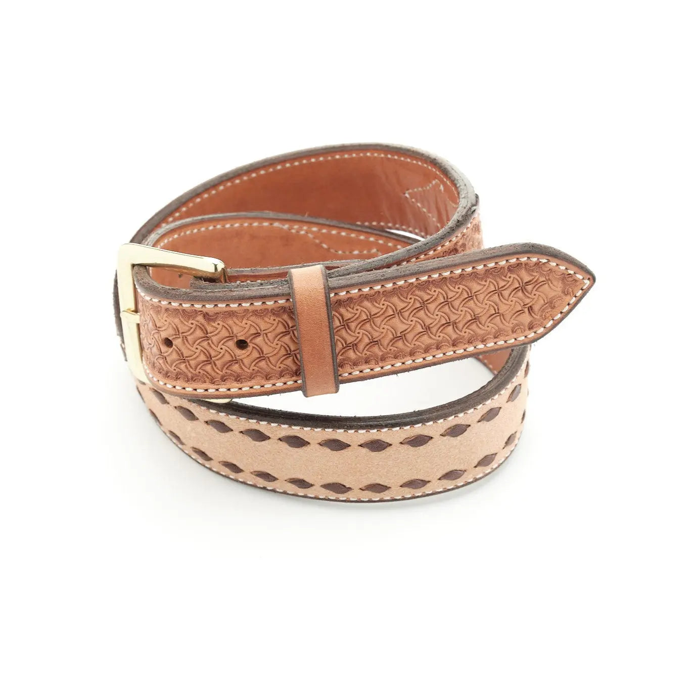 Saddle Tan Spider Buckstitch Combo - Bargain Barn by Texas Saddlery, handmade leather goods main product photo