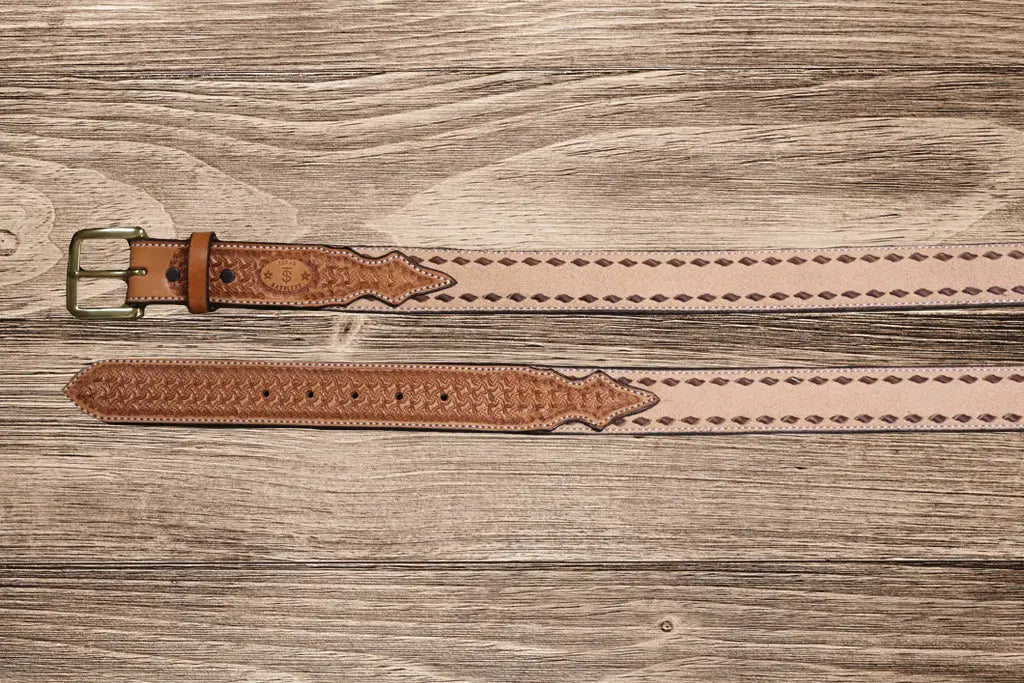Saddle Tan Spider Buckstitch Combo - Bargain Barn by Texas Saddlery, handmade leather goods detail photo 2