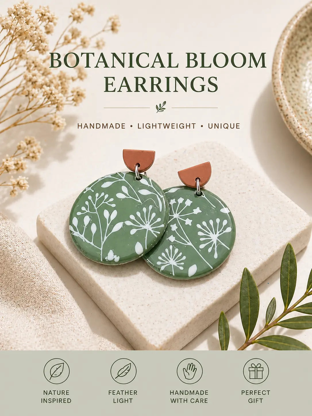 Sage Wildflower Earrings - Main Street Collective