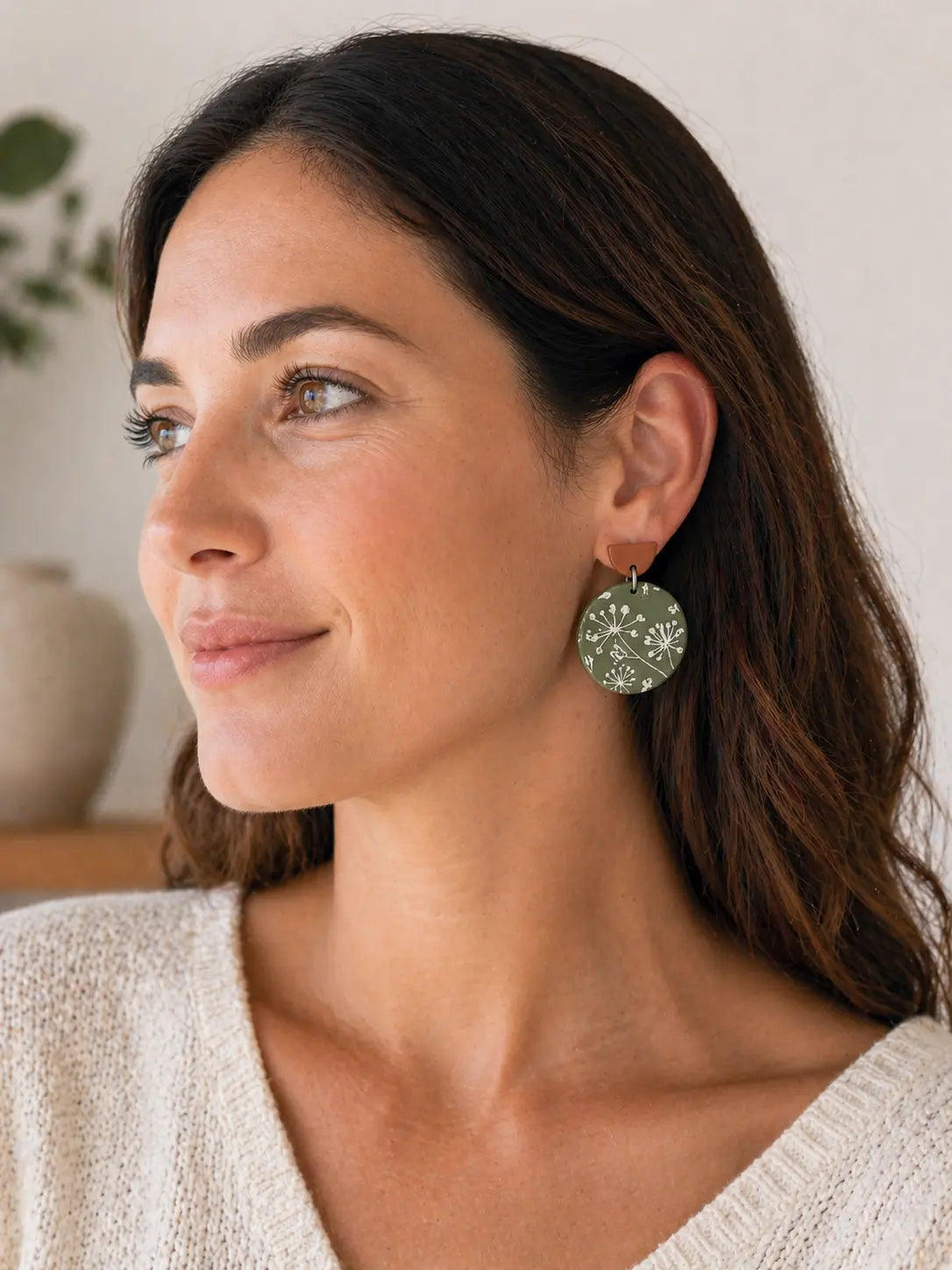 The Tween Space Sage Wildflower Earrings — Handcrafted by Nora by The Tween Space, handmade jewelry detail photo 3