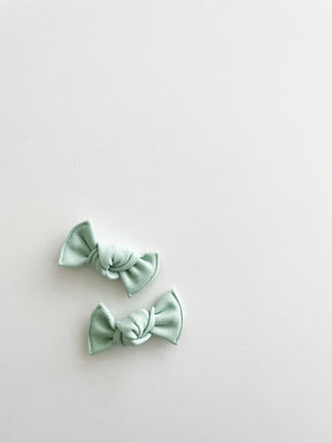 Light Sage Crepe Knot Bows by Boosh Baby image 1