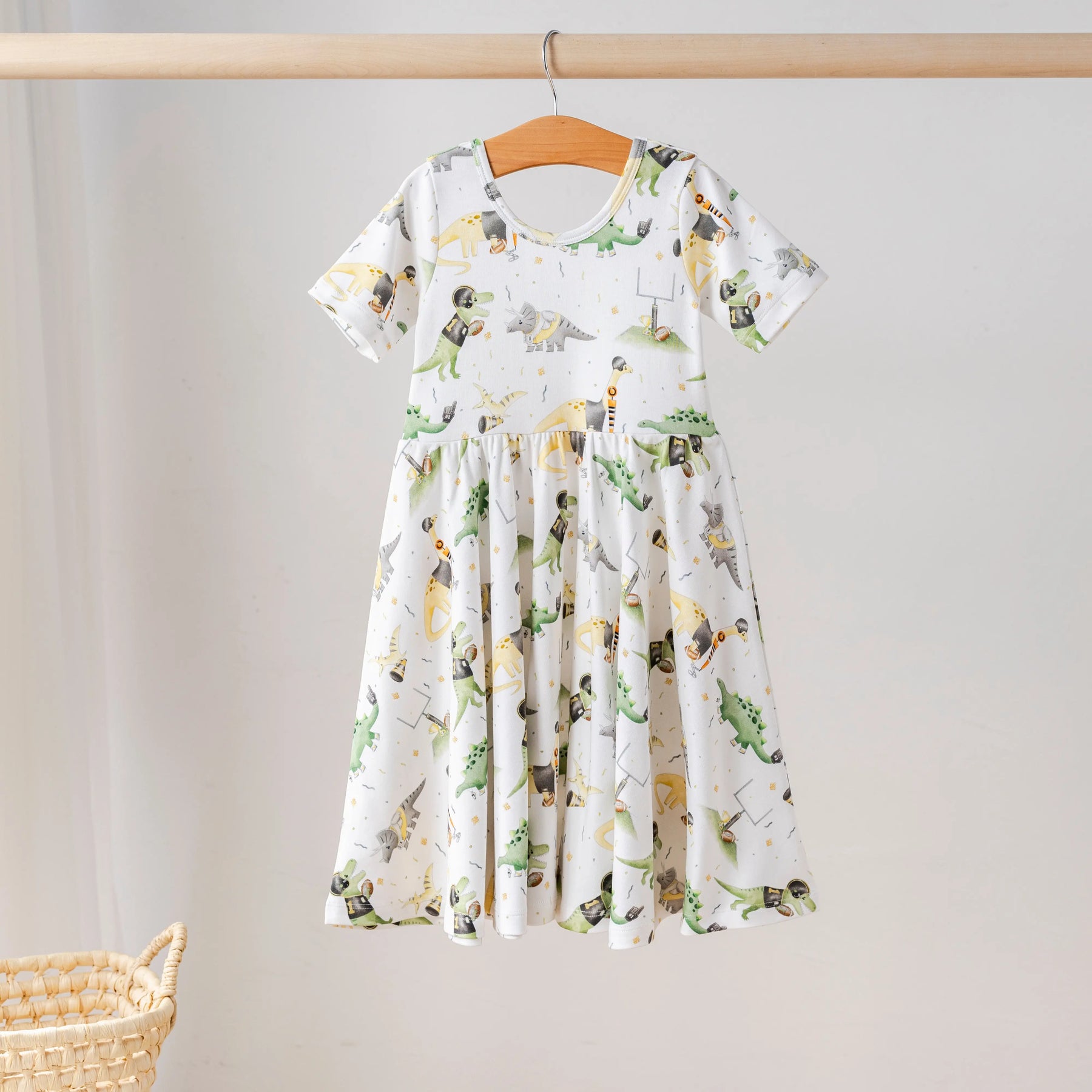 Saints Dino All-Stars Organic Cotton Dress for Kids Nola Tawk