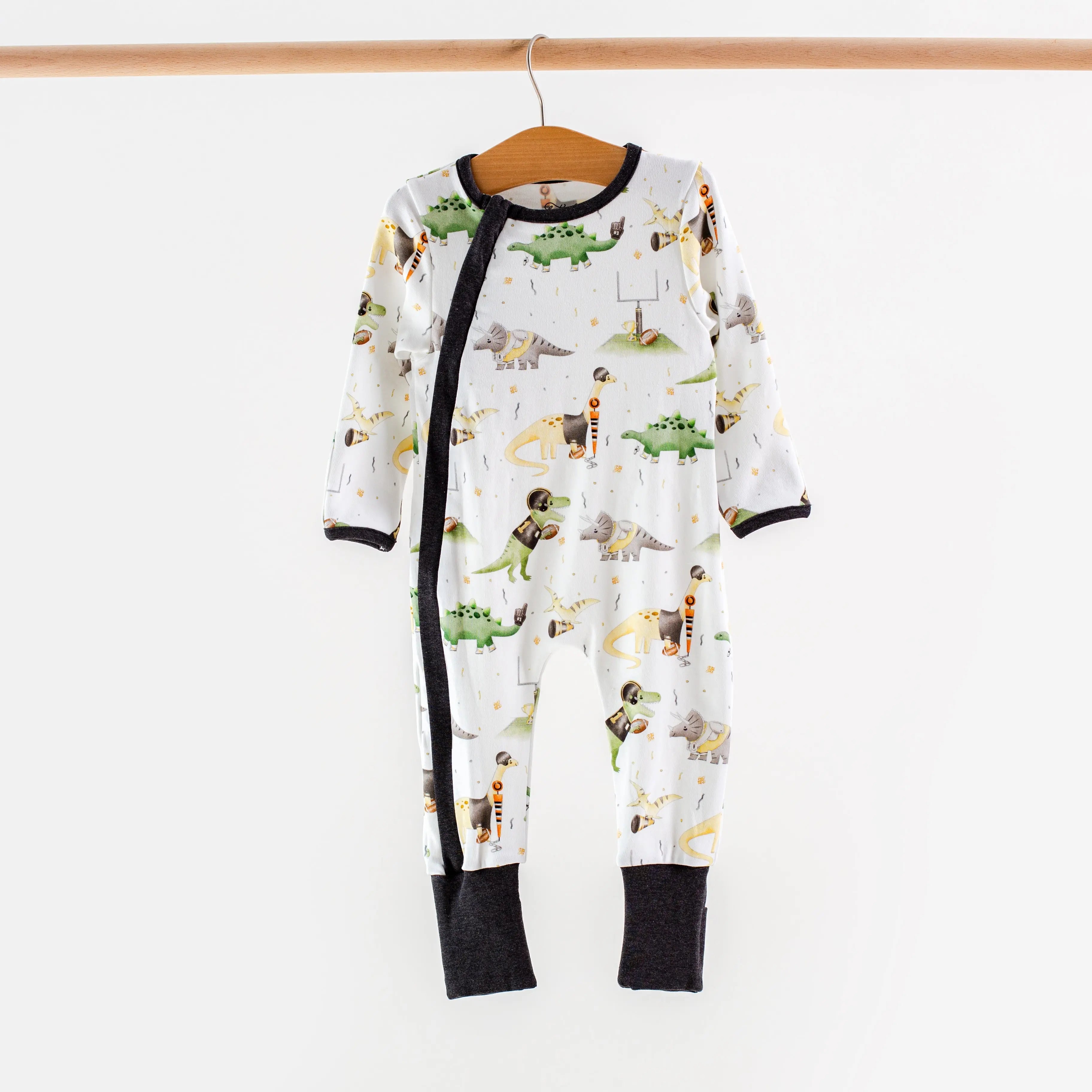 Saints Dinos All-Stars Organic Cotton Kids Pajamas by Nola Tawk, Southern food gift detail photo 2