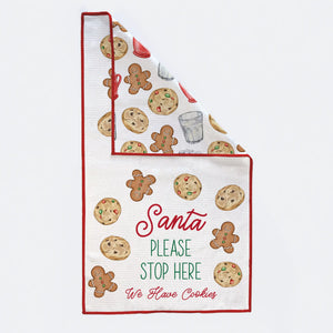 Santa Please Stop Here Kitchen Towel by Nola Tawk, tea towel main product photo