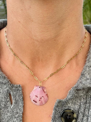Scallop Paperclip Necklace by HALT, handmade jewelry detail photo 3