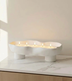Scalloped refillable candle tray by Believe Candle