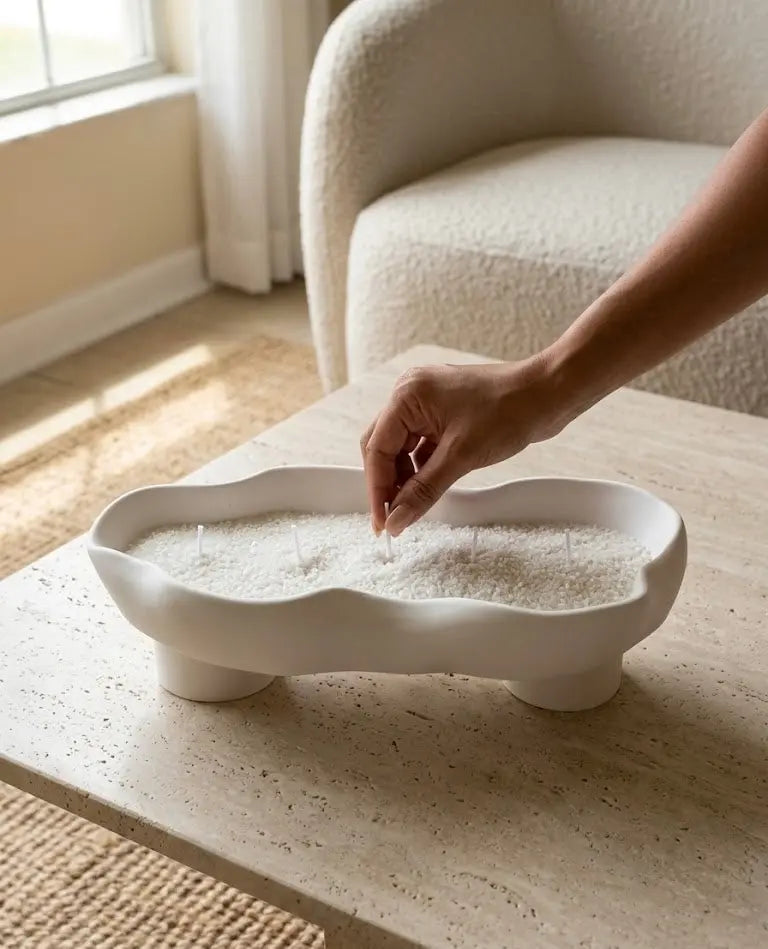 Scalloped Candle Tray-Refillable Sand Wax Candle Vessel - Main Street Collective