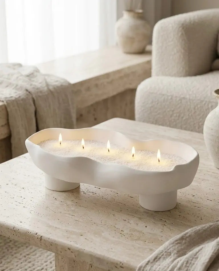 Scalloped Candle Tray-Refillable Sand Wax Candle Vessel - Main Street Collective