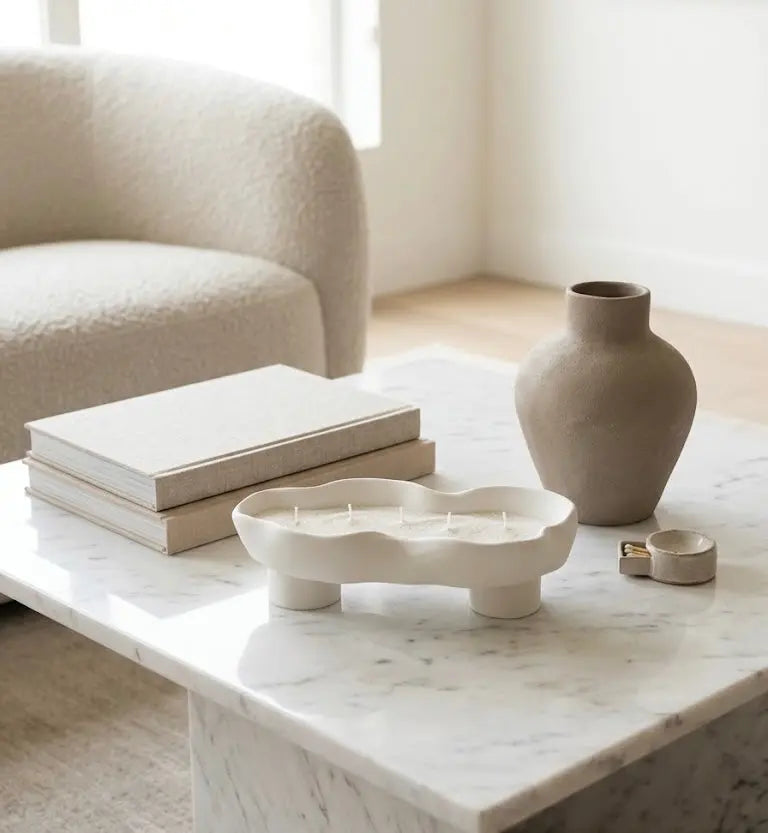 Scalloped Candle Tray-Refillable Sand Wax Candle Vessel - Main Street Collective