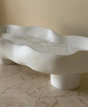 Scalloped Candle Tray-Refillable Sand Wax Candle Vessel - Main Street Collective