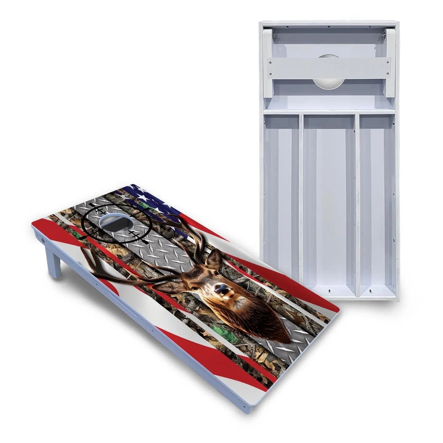 Scope Deer & Fish Cornhole Boards - All Weather Series by Cornhole Solutions, custom cornhole board main product photo