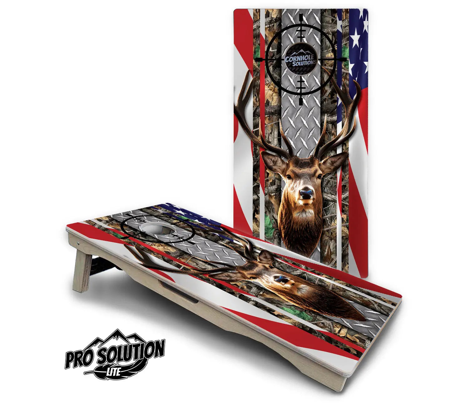 Scope Deer & Fish Cornhole Boards - Pro Solution Lite Series by Cornhole Solutions, custom cornhole board main product photo