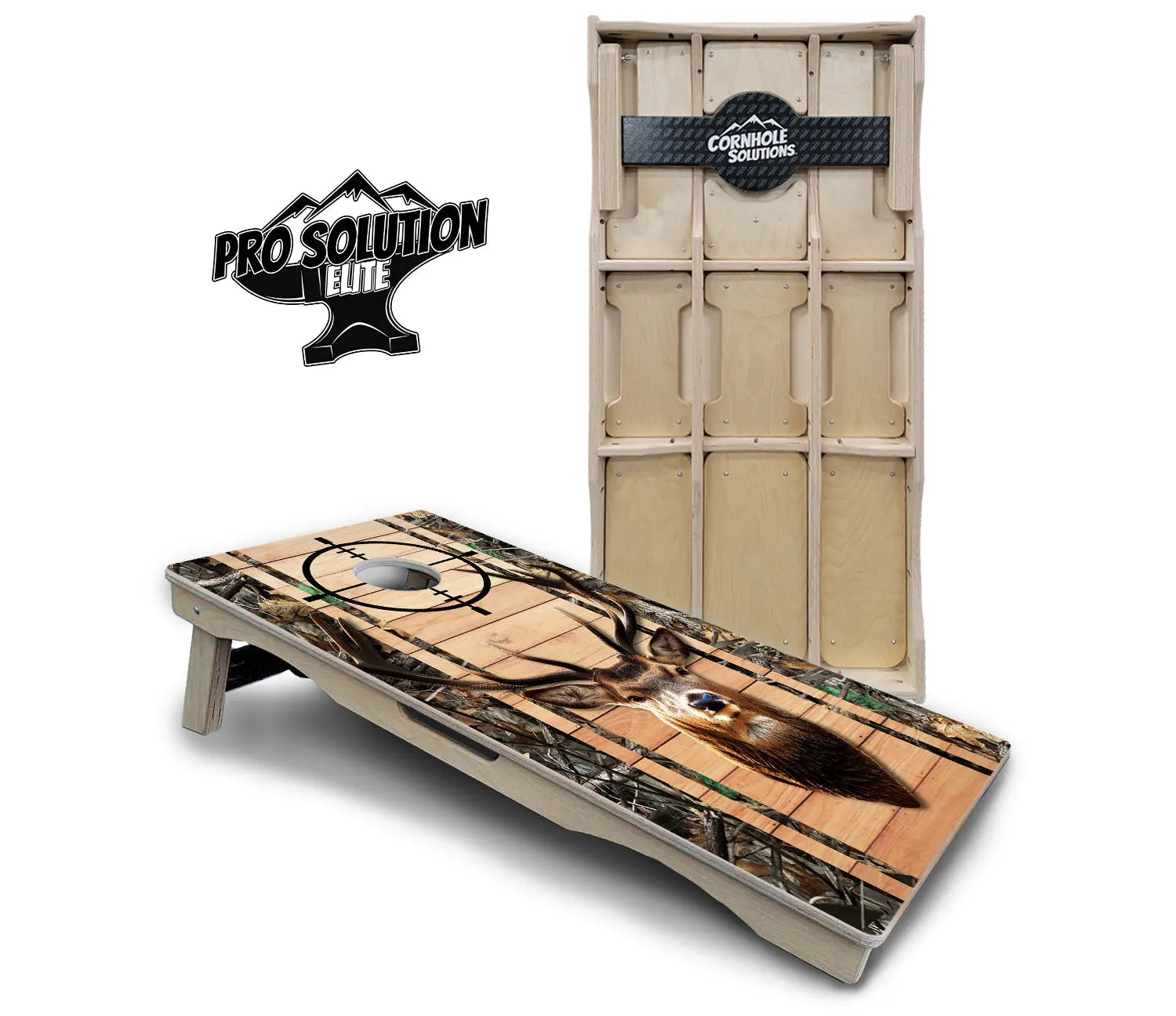 Scope Deer & Fish Plank Cornhole Boards - Pro Solution Elite Series by Cornhole Solutions, custom cornhole board detail photo 2