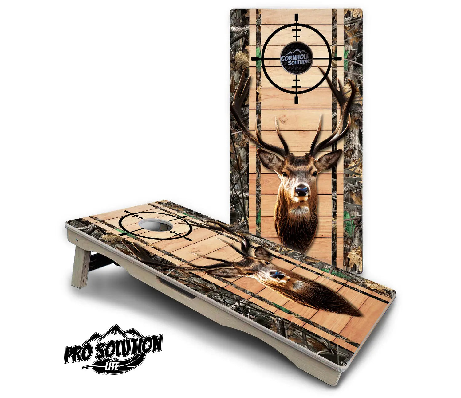 Scope Deer & Fish Plank Cornhole Boards - Pro Solution Lite Series by Cornhole Solutions, custom cornhole board main product photo