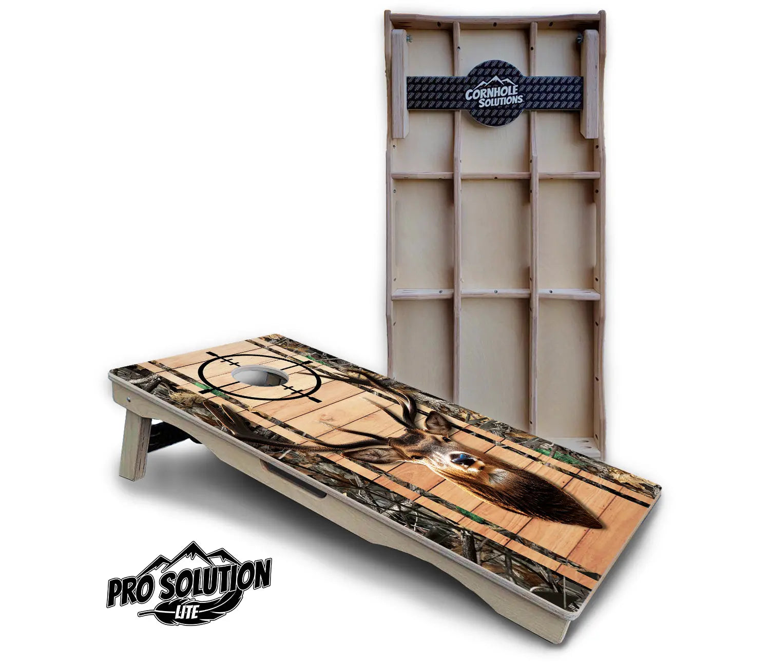 Scope Deer & Fish Plank Cornhole Boards - Pro Solution Lite Series by Cornhole Solutions, custom cornhole board detail photo 2