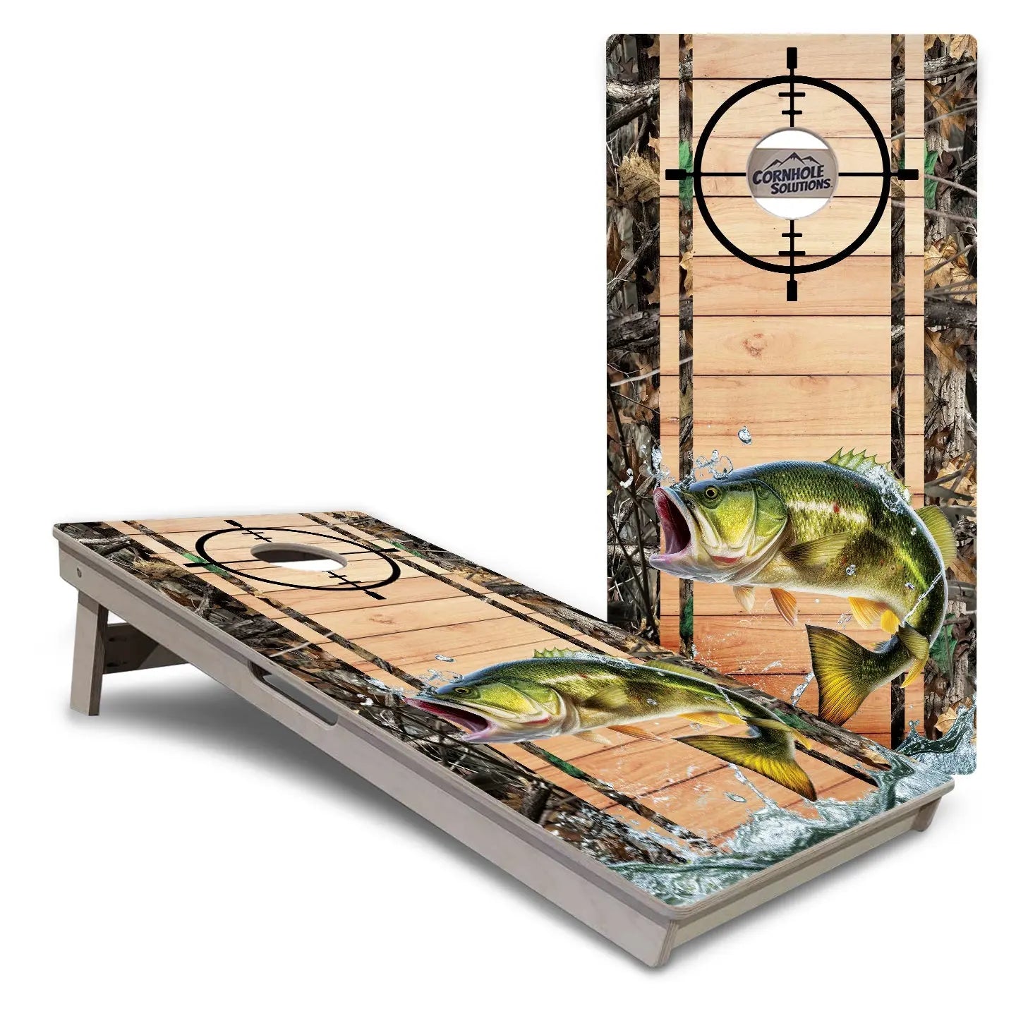 Scope Deer & Fish Plank Cornhole Boards - Professional Tournament Series Cornhole Solutions