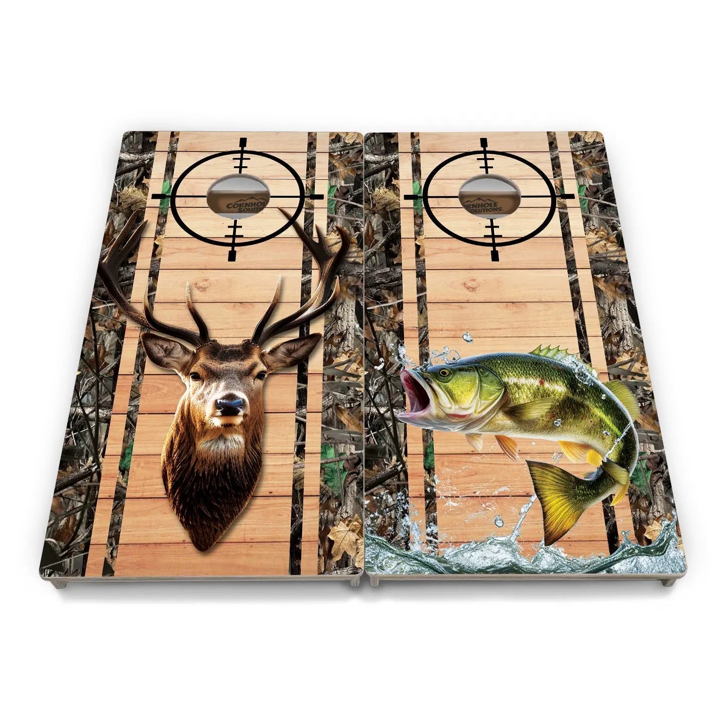 Scope Deer & Fish Plank Cornhole Boards - Professional Tournament Series Cornhole Solutions