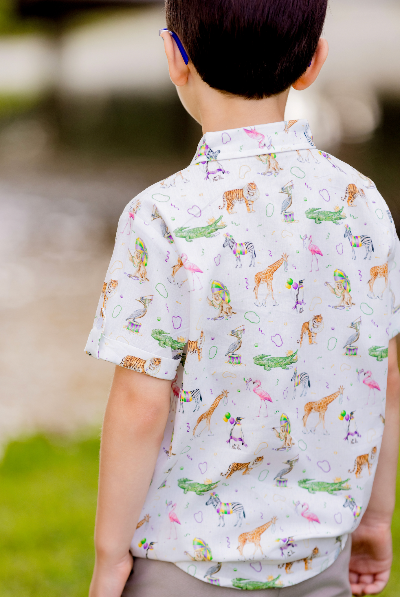 Zoo Krewe Short Sleeve Collared Shirt by Nola Tawk, Southern lifestyle apparel detail photo 2