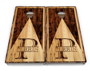 Complete Tournament Cornhole Bundle - Boards, Bags & Carrying Case - Custom Wood Triangle Logo