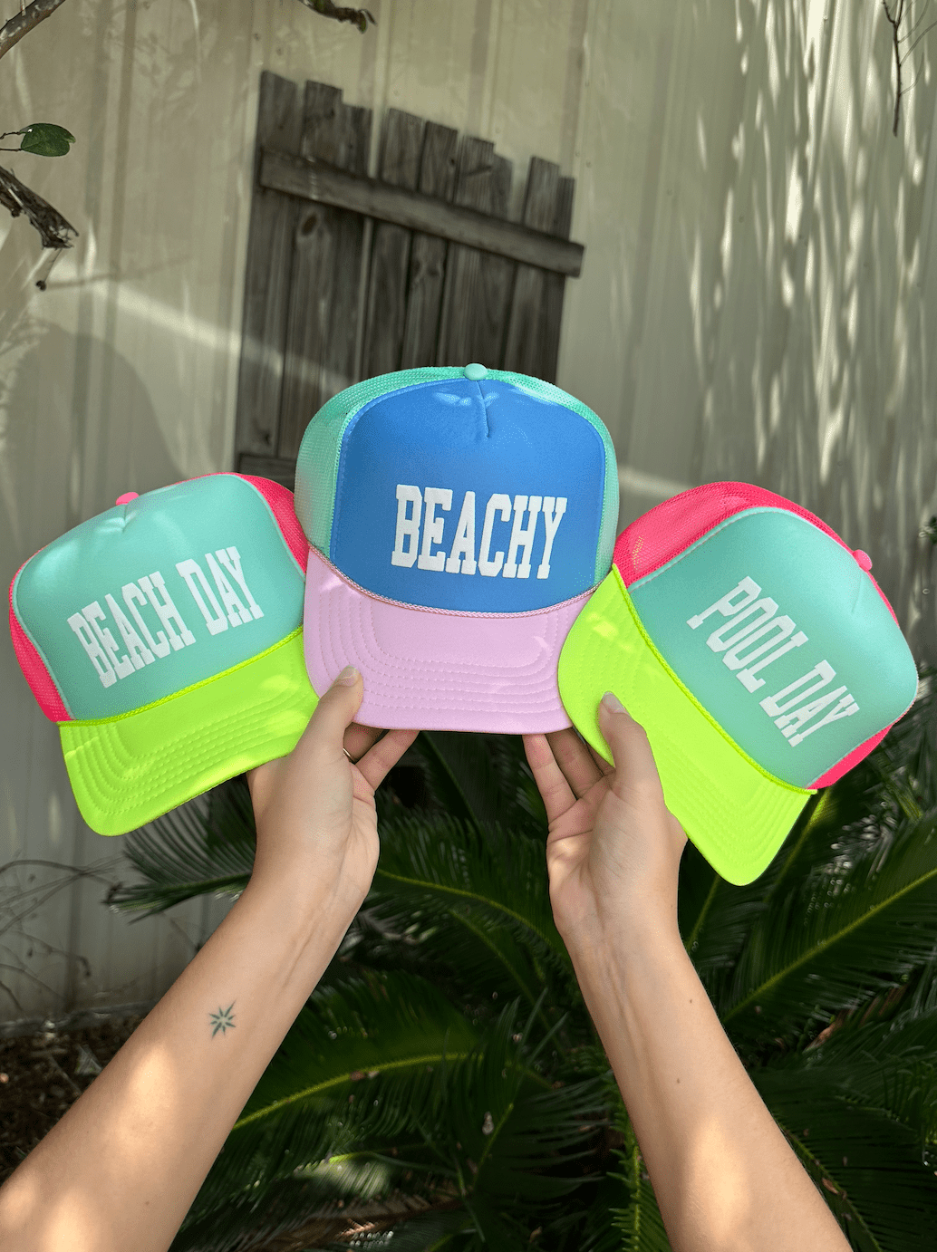 Pool Day Multi-Trucker Hat (Mint) by Southern Bliss Company, Southern lifestyle apparel detail photo 2