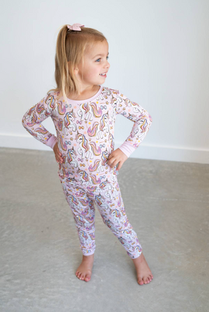 Pink Unicorn | Two-Piece Bamboo Pajama Set by Boosh Baby image 2