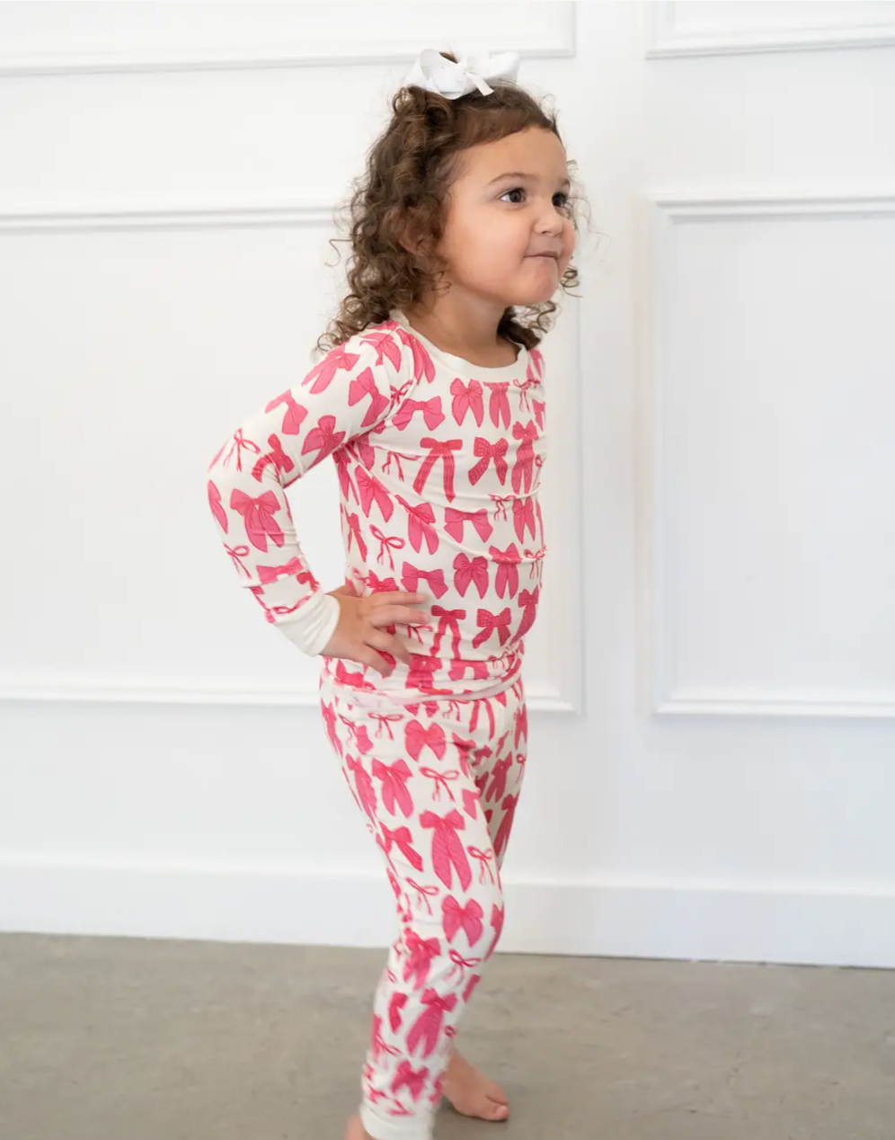 Hot Pink Bow | Two-Piece Pajama Set by Boosh Baby image 1