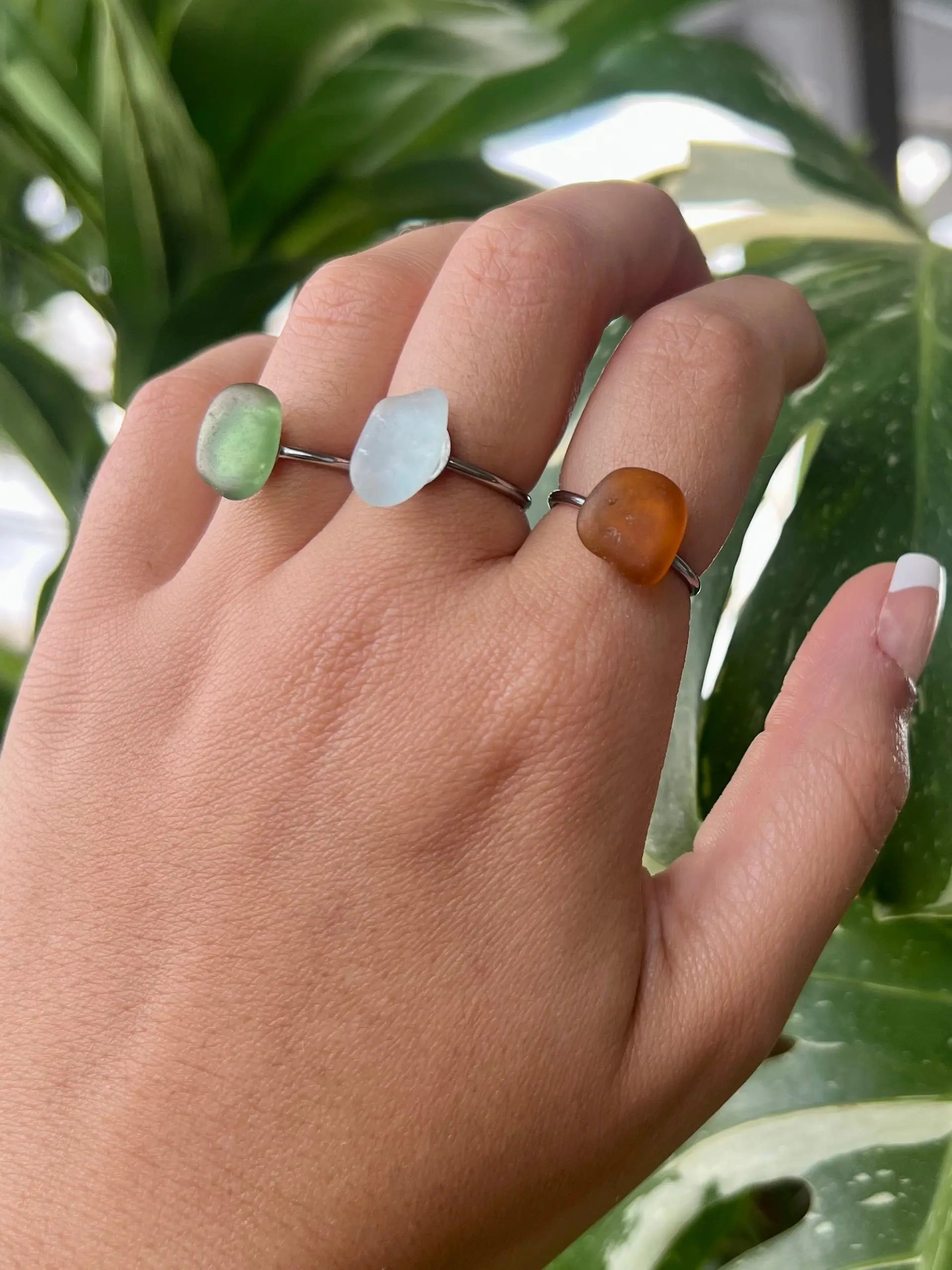 Sea Glass Rings - Silver by HALT, handmade jewelry detail photo 2