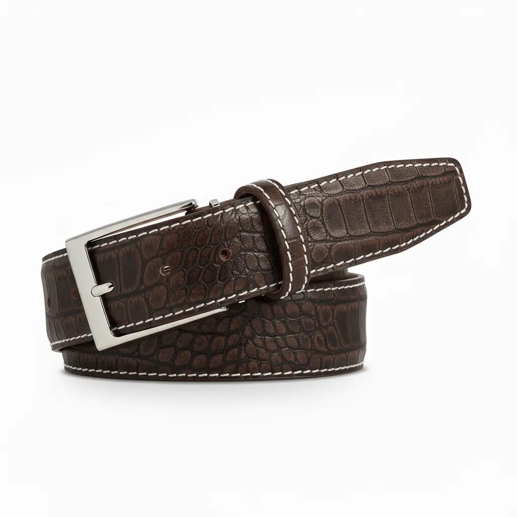 Sedona Mock Croc Leather Belt by Roger Ximenez: Bespoke Belts and Leather Accessories, handmade leather goods main product photo
