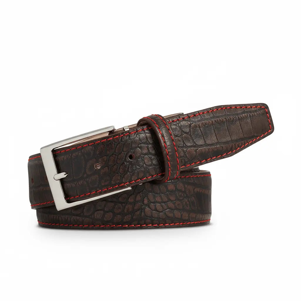 Sedona Mock Croc Leather Belt by Roger Ximenez: Bespoke Belts and Leather Accessories, handmade leather goods detail photo 3