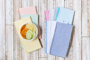 Seersucker Cloth Napkins - Vibrant, Easy-Care - set of eight by Dot and Army, cloth napkins main product photo