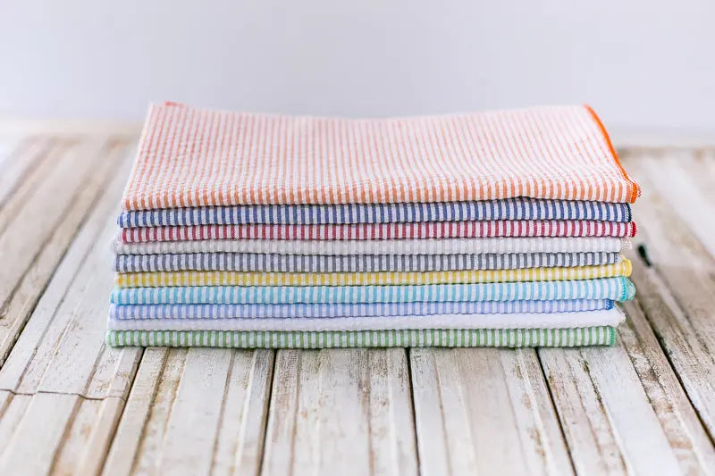 Seersucker Cloth Napkins - Vibrant, Easy-Care - set of eight by Dot and Army, cloth napkins detail photo 2