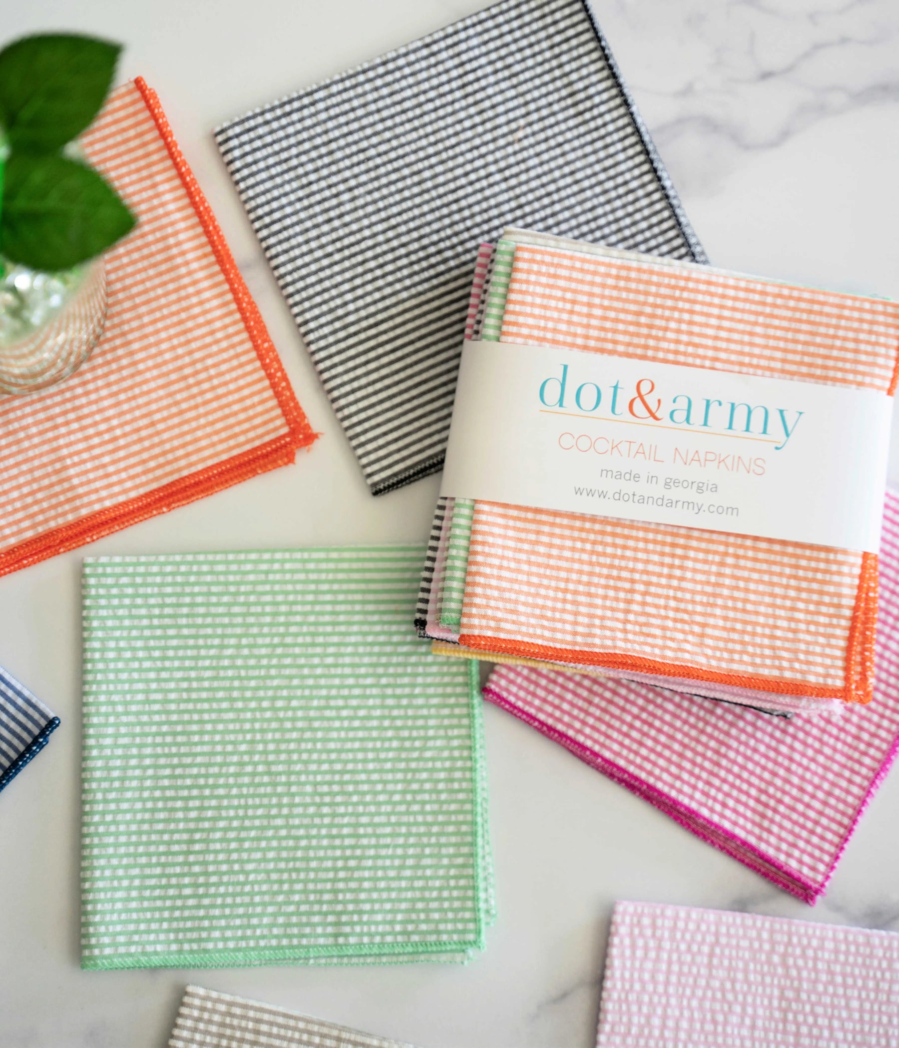 Seersucker Cloth Napkins - Vibrant, Easy-Care - set of eight by Dot and Army, cloth napkins detail photo 3