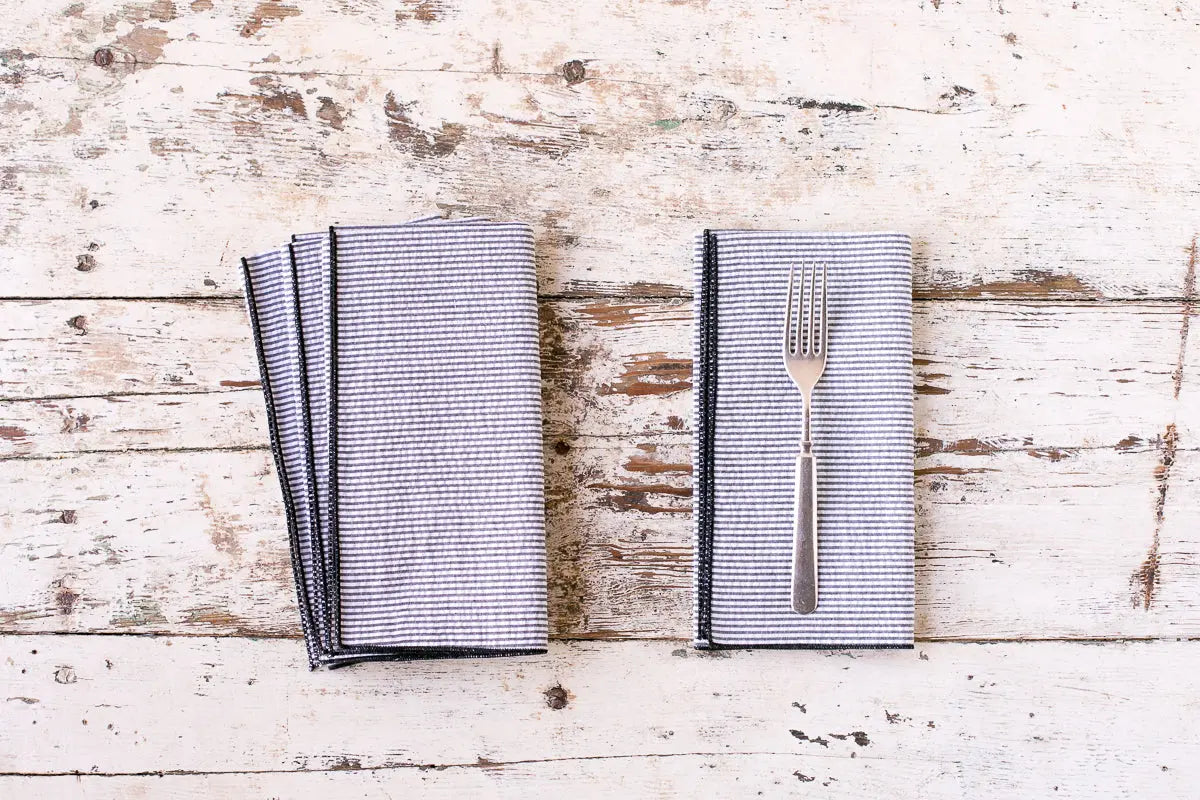Seersucker Dinner Napkins, set of 4 by Dot and Army, cloth napkins detail photo 12