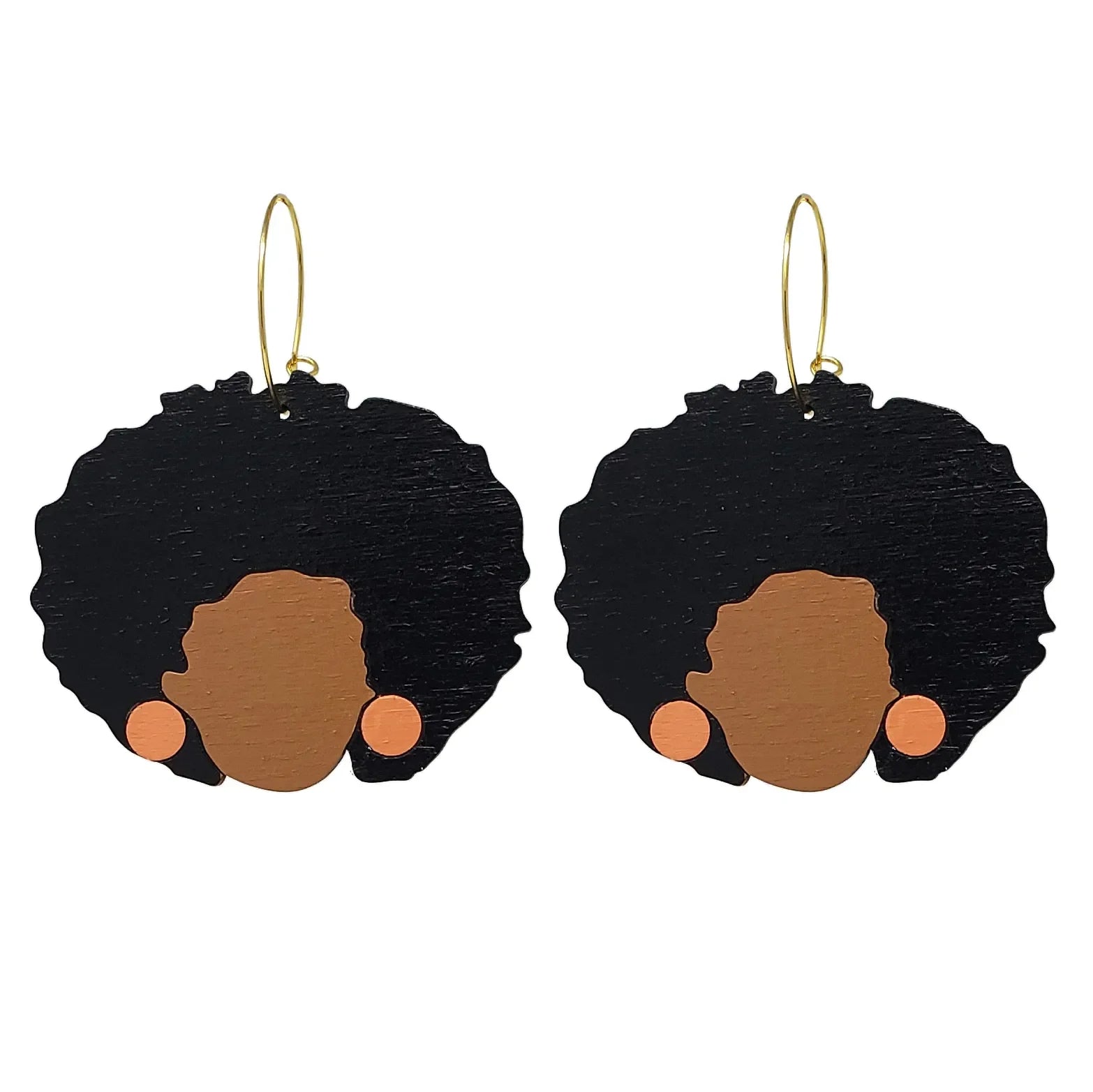 Additional view of Shelley Hoop Earrings, 2 Colors Available hand painted on lightweight wood by LE CHIC MIAMI