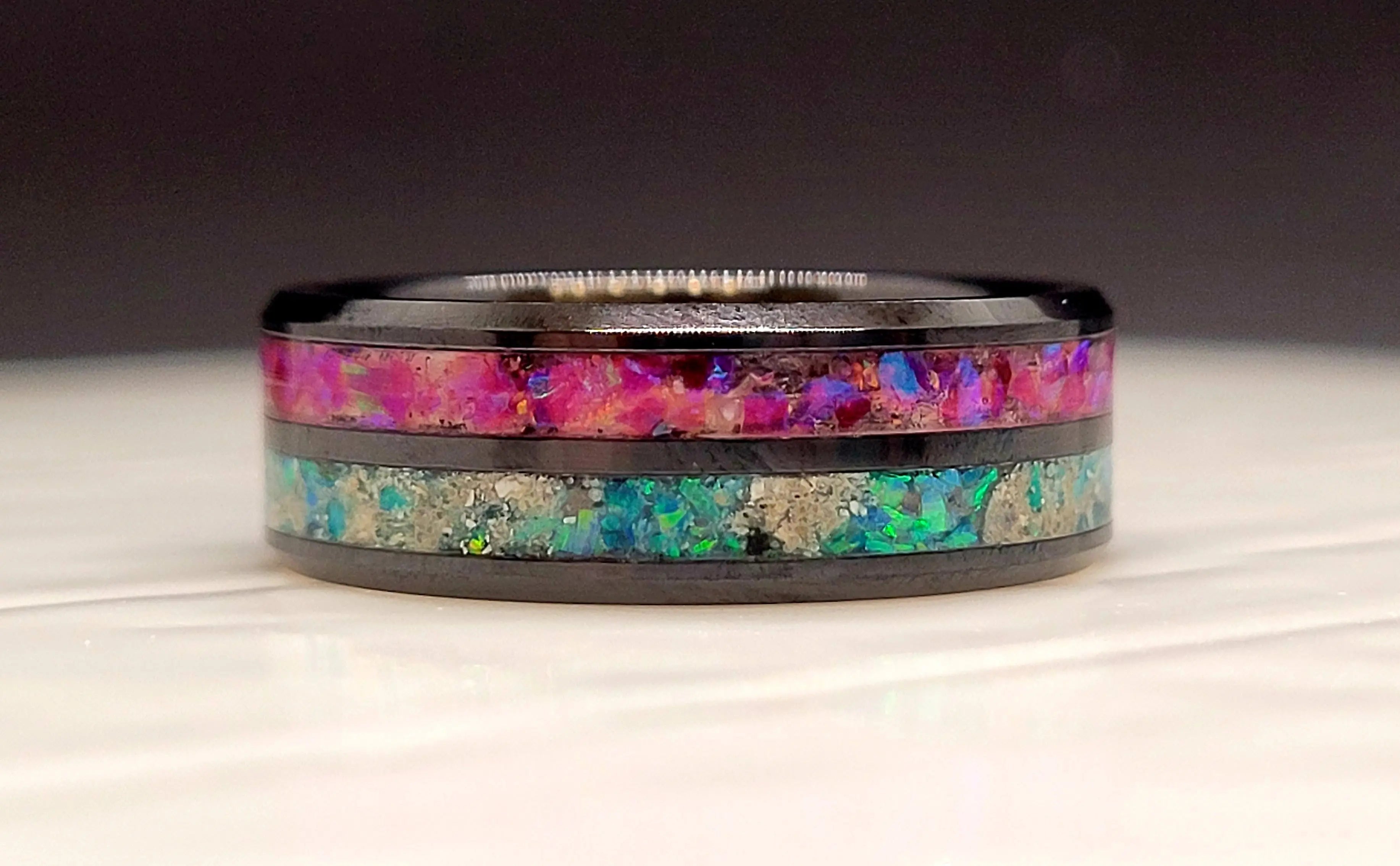 Side by Side Memorial Ring by Cotton Street Art Company, handmade jewelry detail photo 2